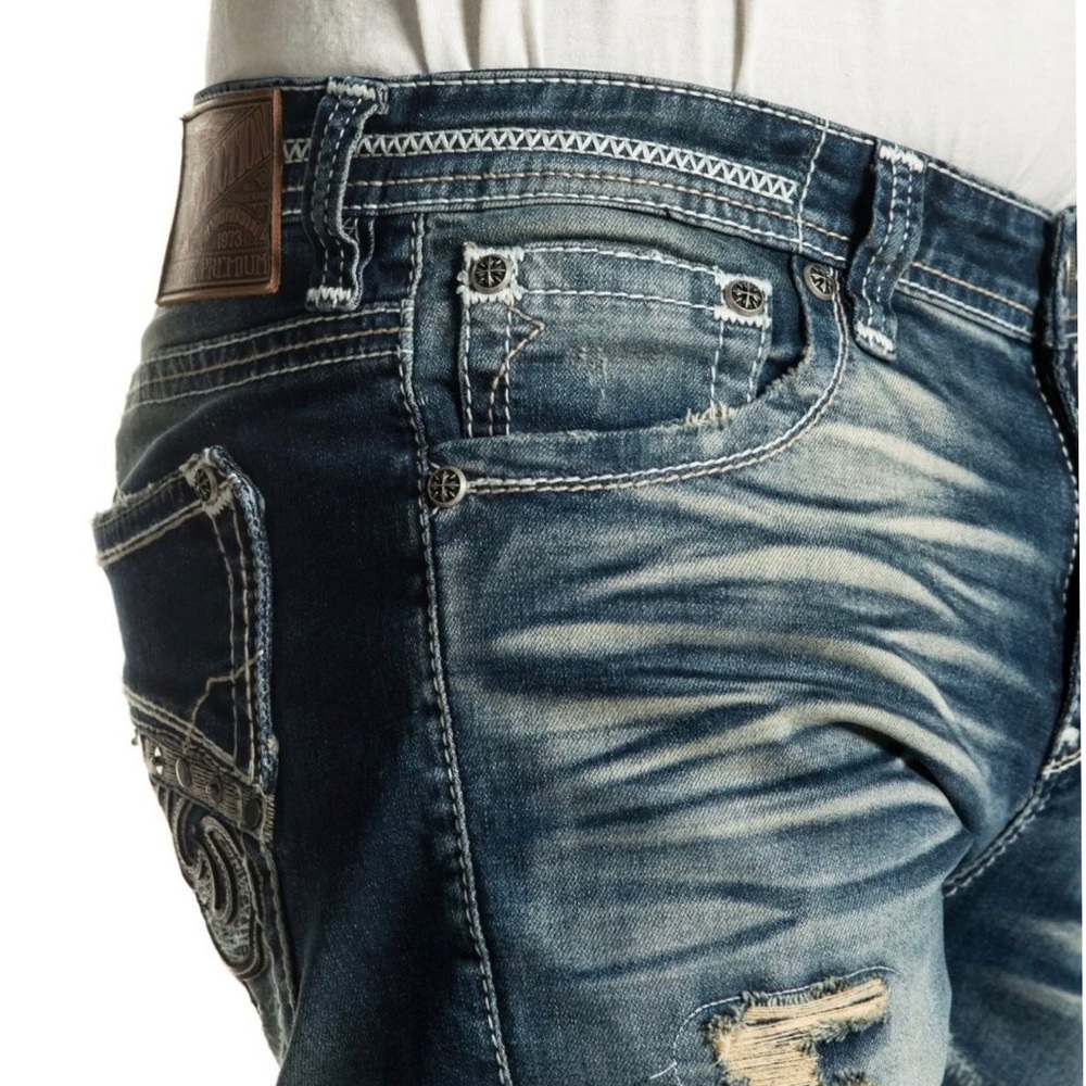 AFFLICTION Men Denim Jeans BLAKE FLEUR HUNTER Embr - Picture 3 of 9